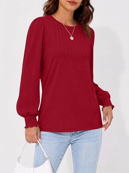 Red Long Sleeve Blouse image 1